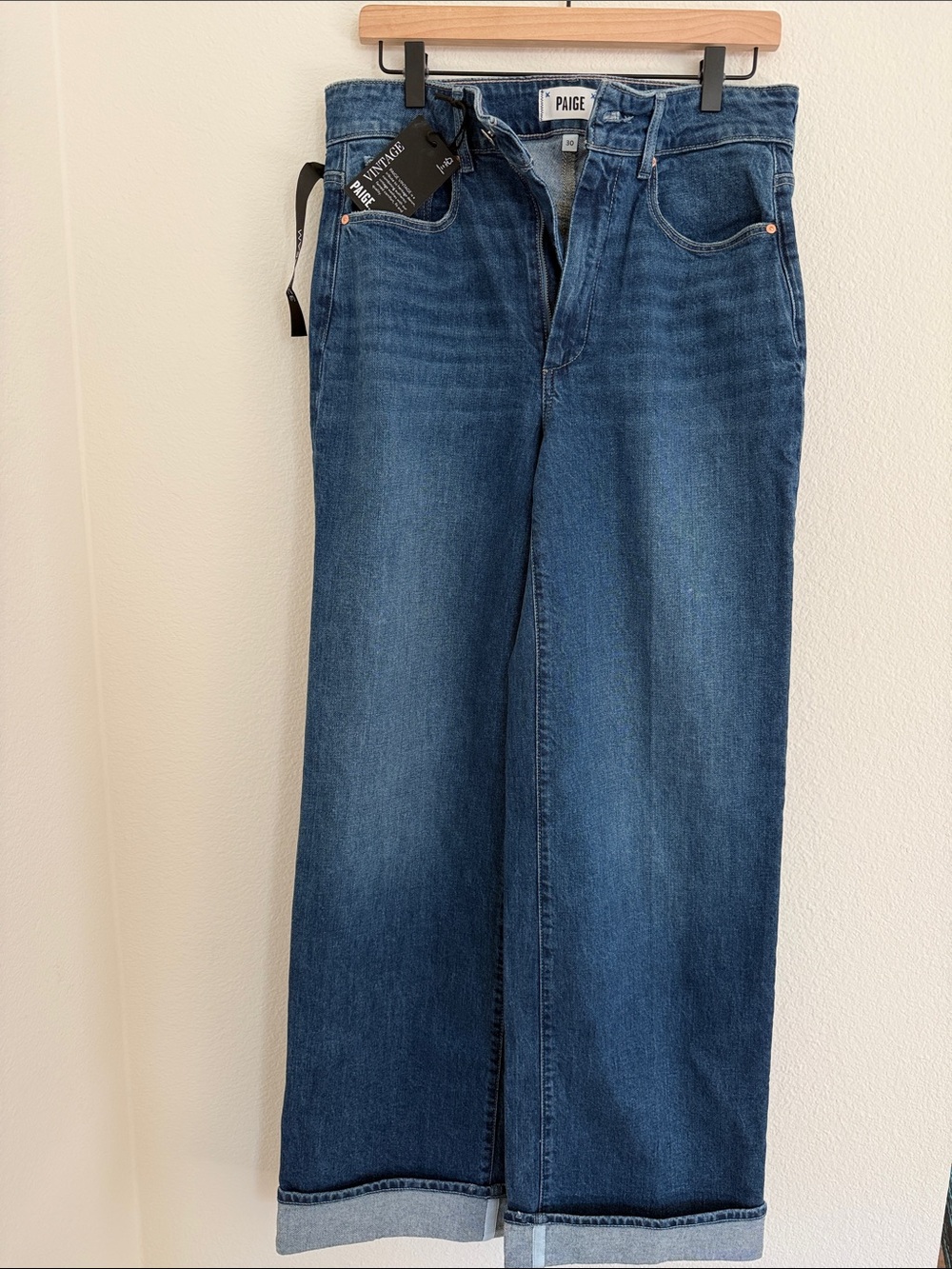 PAIGE “Sasha”Wide Leg Jeans in Deep Blue Wash with tags. Brand new, never worn